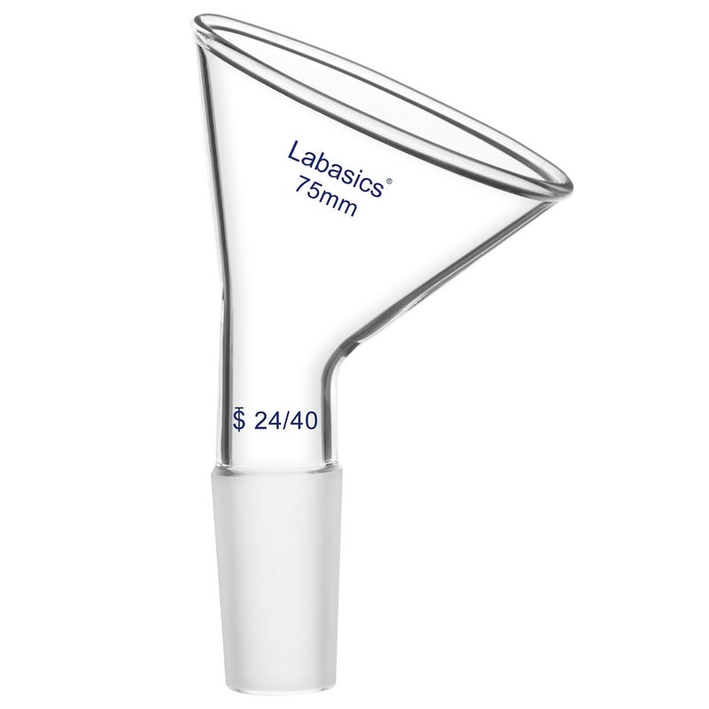Labasics Glass Oblique Powder Funnel, Short Stem, Top Diameter with 24/40 Inner Joint, Chemical Resistant Filter Funnel for Laboratory Use, 2.95 inch - Image 1